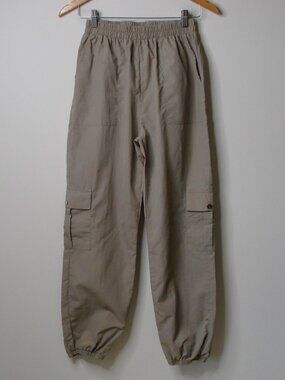 SHEIN Parachute Cargo Jogger Pants Taupe Greige Baggy Loose Fit Size 6